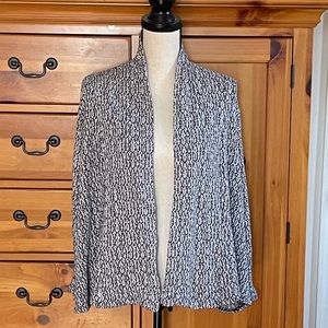 M, Coldwater Creek, Navy/Tan/Ivory, Open-Front Cardigan.